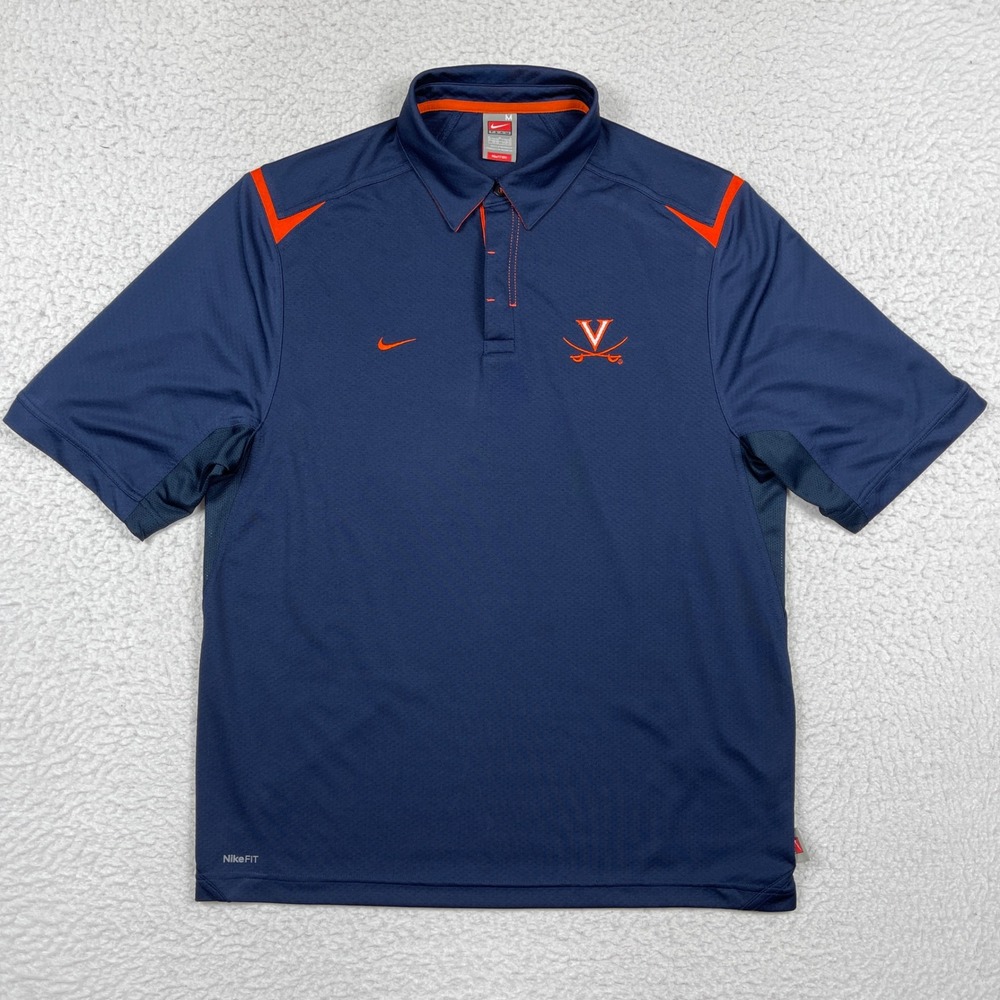 Virginia Cavaliers Polo Shirt Mens Medium Navy Blue Nike UVA Hoo Sporty Gorpcore